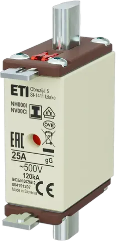 NH000/I gG 25A/500V
